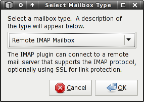 Mailbox type selection dialog