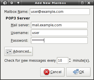 Mailwatch POP3 settings